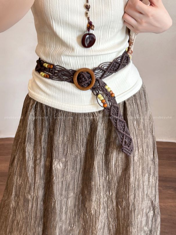 Bohemian Braided Rope For Women Ethnic Style Shirt Dress High-End Design Belt Accessory_voghion.com