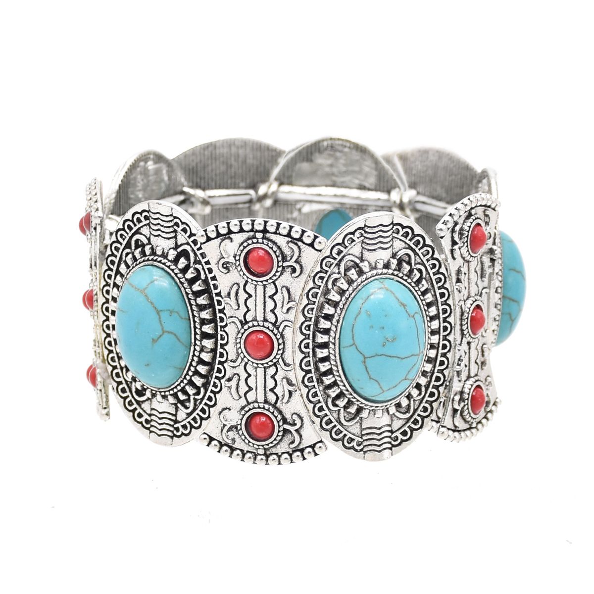 Fashion Turquoise Bracelet Jewelry Hollow Inlaid Diamond Hand Travel Photography Accessories_voghion.com