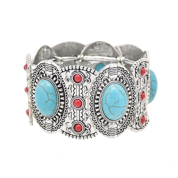Fashion Turquoise Bracelet Jewelry Hollow Inlaid Diamond Hand Travel Photography Accessories_voghion.com