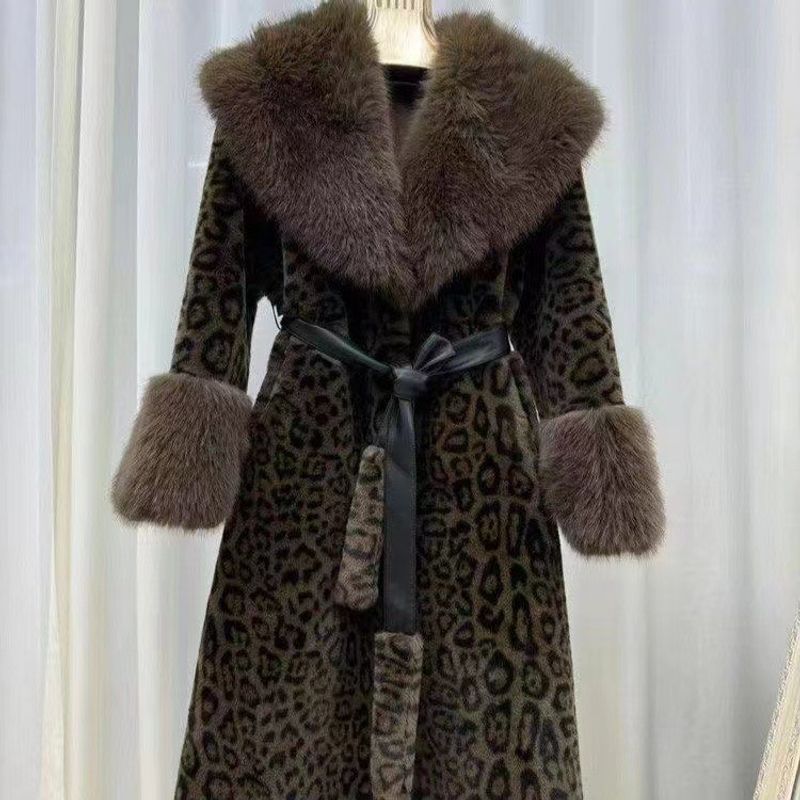 Women's Clothing new mink velvet fashionable leopard print women's golden mink velvet loose temperament noble fur coat_voghion.com
