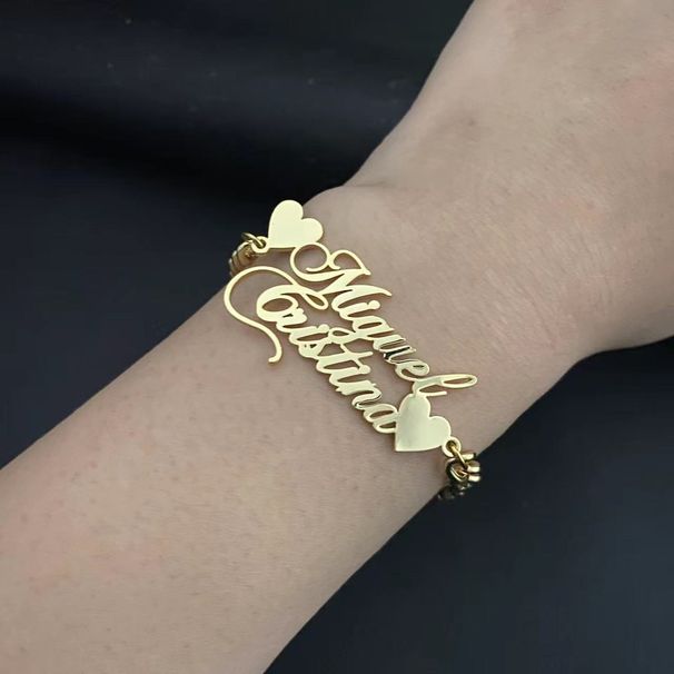 DIY For Women Personalized Versatile Letter Name Heart Cuban Chain Bracelet_voghion.com