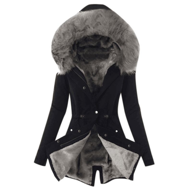 Parka mit Kapuze und Kunstpelzbesatz – Slim Fit-Steppjacke aus Polyester mit Kordelzug in der Taille (S–3XL, Anthrazit/Grün/Schwarz)​_voghion.com