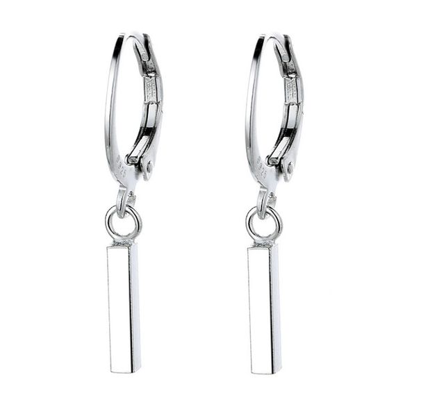 Women 925 Silver Plated LeverBack Hoop French Wire Drop Dangle Bar Earrings I123_voghion.com