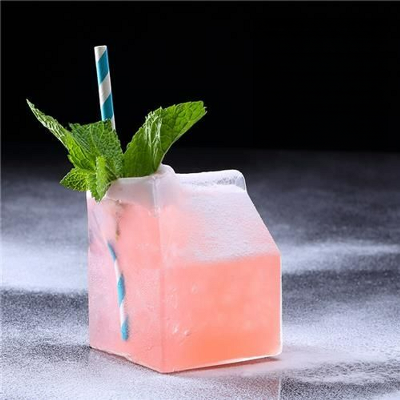 Bar Soul Creative Japanese Glass Square Fresh Milk Personalized Cocktail Cup Juice Box_voghion.com