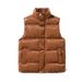 Unisex Puffer Vest – Lightweight Quilted Jacket With Stand Collar (XS-XXL, Matte Shell, Black/Chestnut)_voghion.com