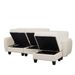 Beige White Corduroy Fabric Sofa With OTTOMAN_voghion.com