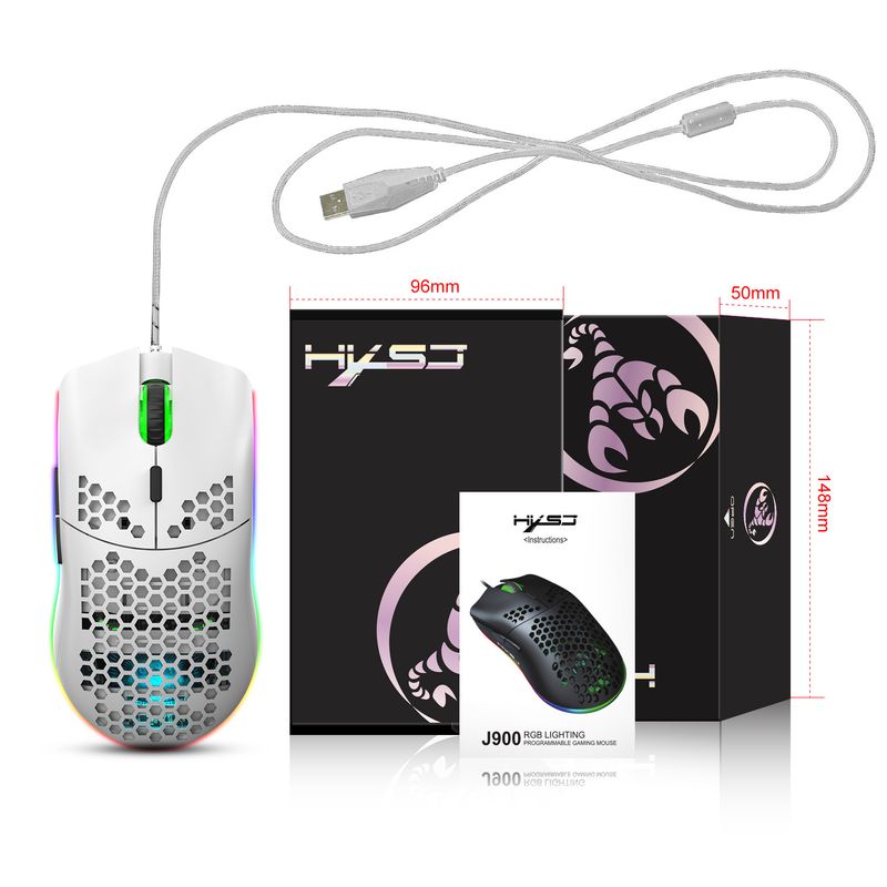 Nuovo mouse da gioco con foro leggero, computer per eSport scavato, mouse luminoso cablato adatto a laptop e desktop_voghion.com
