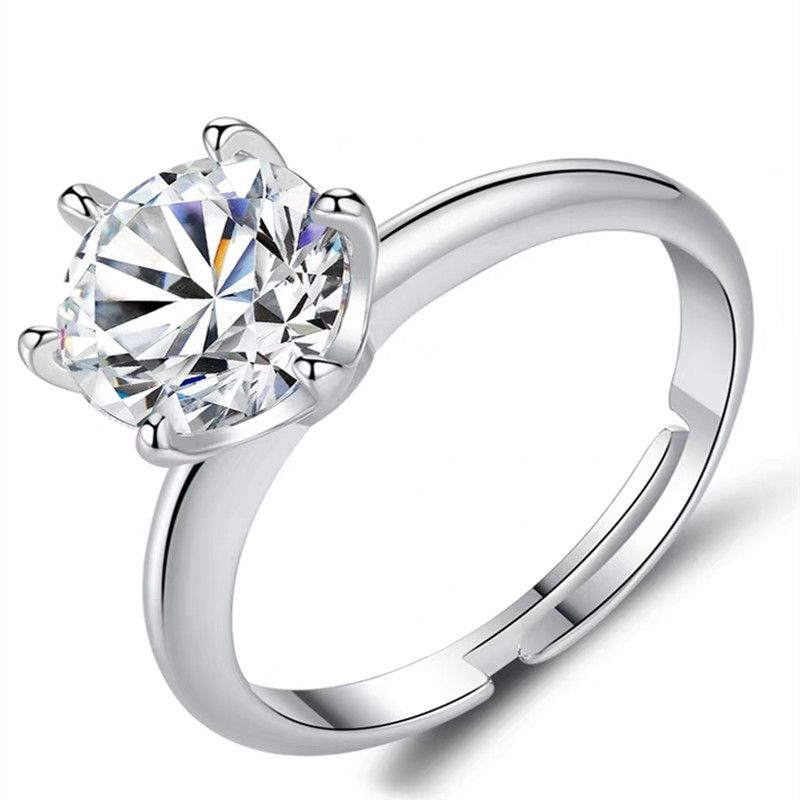 Classic Simulation Six-Prong For Women Moissanite Ring Copper Platinum Plated Luxury Jewelry_voghion.com