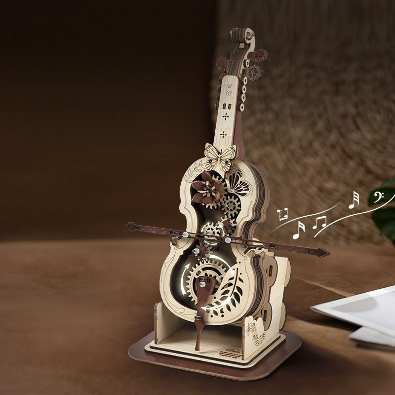 Handgemaakte muziekviool met acht tonen, 3D-puzzel, DIY houten model, educatief speelgoed_voghion.com