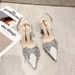2023 Rhinestone Sandals Wom, Fashionable And Sexy Pointed Toe Sandals, Closed-Toe High Heel Mules With Bowknot For_voghion.com