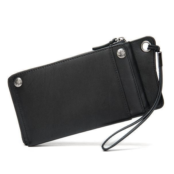 Lange Herren-Geldbörse aus echtem Leder mit Handschlaufe – Großes Fassungsvermögen, mehrere Kartenfächer, schlanke Handyhülle, hochwertiges Rindsleder, minimalistisches Design_voghion.com
