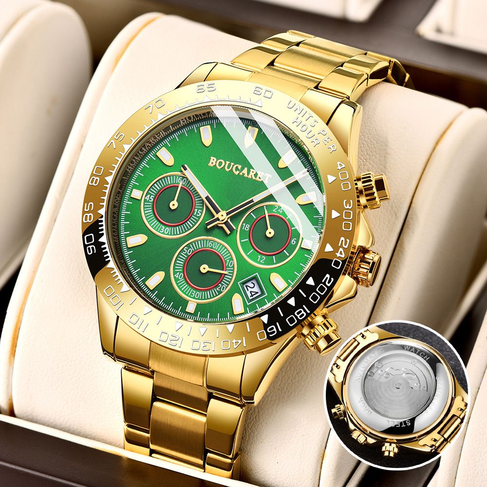 Green Water Ghost Series Real Three Eye Six Needle Jindi Watch Men's Anti Fake Mechanical Watch Cross Border Tiktok Men_voghion.com