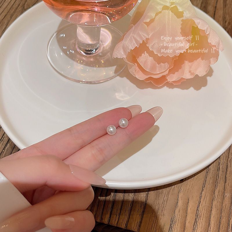 S Silbernadel Einfache Vielseitige Elegante Perle Für Frauen Leichte Luxusnische High-End Minimalistischer Stil Ohrpiercing_voghion.com