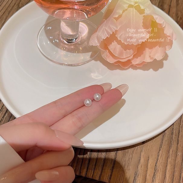 S Silbernadel Einfache Vielseitige Elegante Perle Für Frauen Leichte Luxusnische High-End Minimalistischer Stil Ohrpiercing_voghion.com