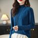 New Spring Pullover Knit Sweater 2024 Korean Version Solid Color Long Sleeve Base Shirt For Women Half High Collar_voghion.com