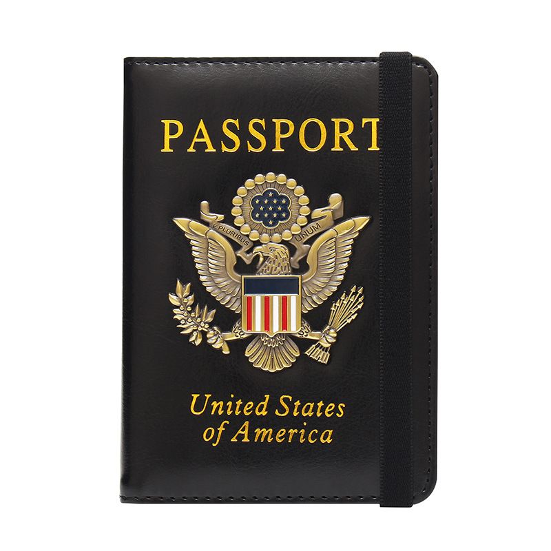Anti-Magnetic Passport Clip Passport Book American Metal Badge Card Pack Multi-card Position Elastic Band Passport Cover_voghion.com