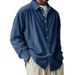 Camicia a maniche lunghe in velluto a coste da uomo - vestibilità europea, casual, con bottoni (azzurro cielo/blu navy/bianco/nero/grigio, S-4XL)_voghion.com
