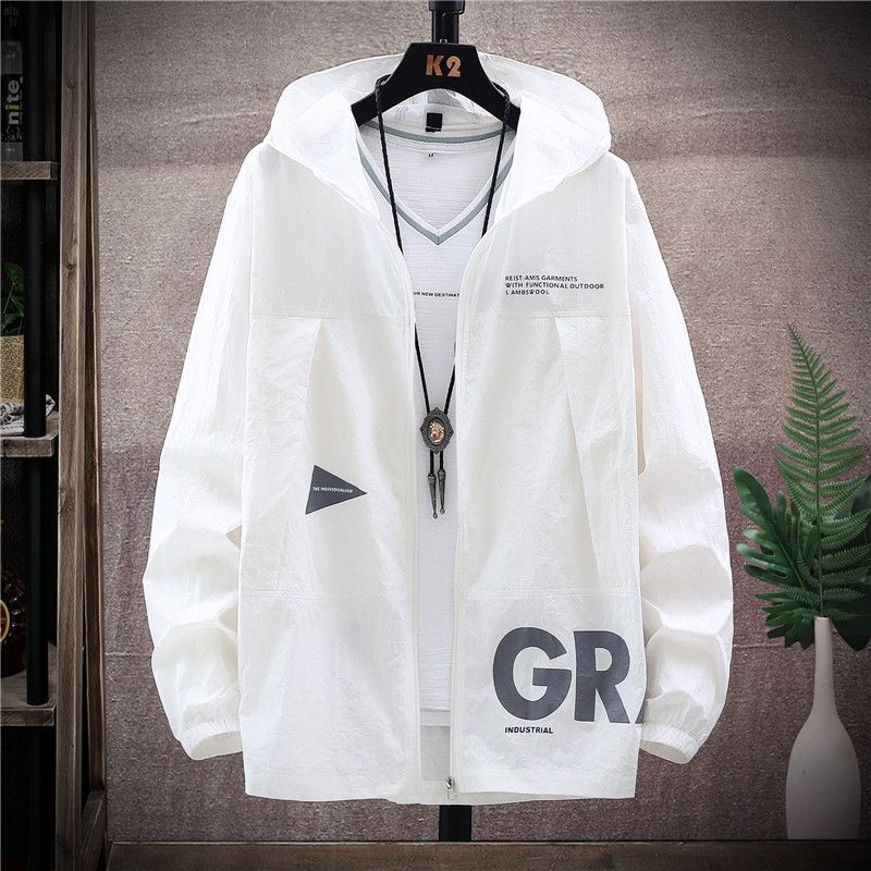 Veste d'été à capuche anti-UV pour homme - Légère, respirante, grande taille, coupe-vent surdimensionnée, idéale pour les activités décontractées et de plein air._voghion.com