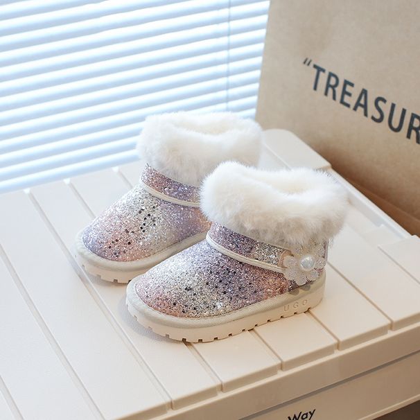 Scarpe per bambini inverno nuove scarpe per bambini grandi scarpe di cotone più velluto stile invernale stivali per bambine in pelle e pelliccia_voghion.com
