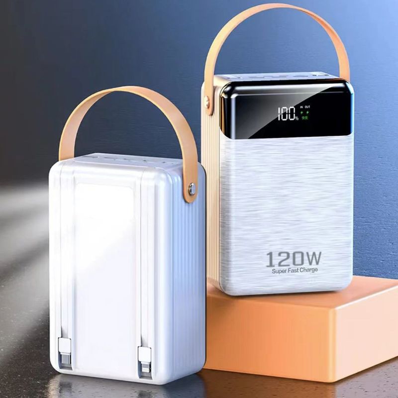 120W Super Fast Charging Power Bank With Built-in Cable, 160000mAh High Capacity, Portable Charger For Outdoor Adventures And Live Streaming_voghion.com