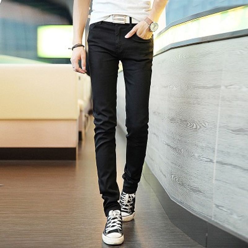 Abbigliamento maschile Street Goods Autunno Jeans Stile coreano Vitello Personalità maschile Pantaloni skinny Ragazzi Pantaloni lunghi alla moda Pantaloni alla moda_voghion.com