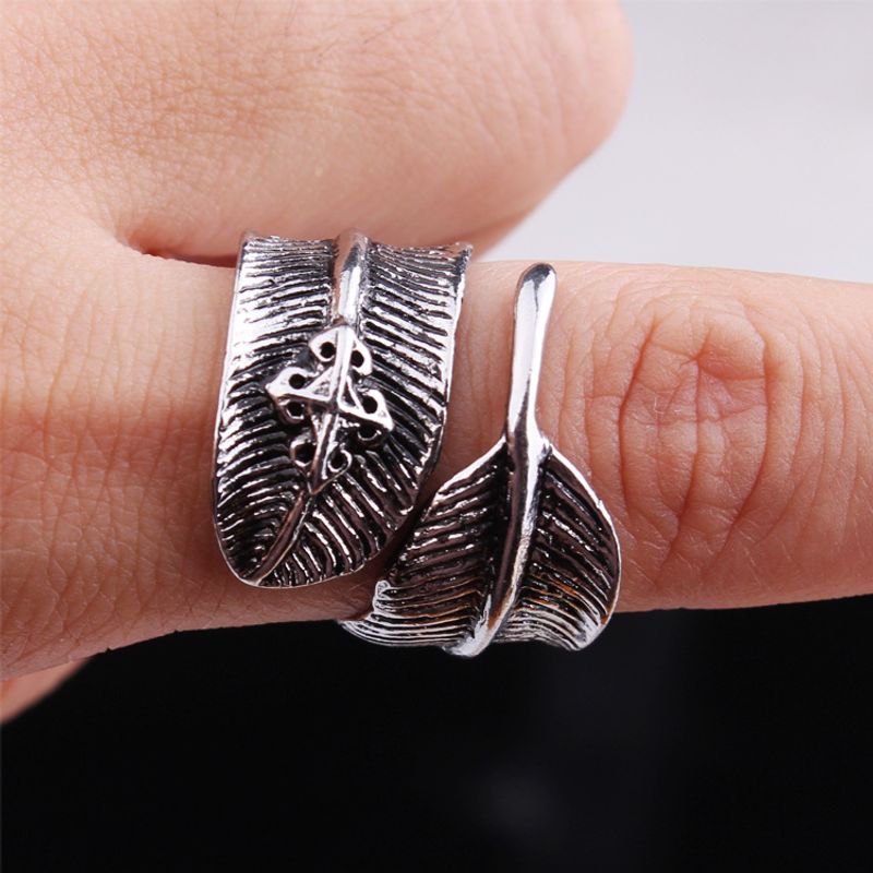 Leyenda de Chu Qiao sobre la misma arma oculta de Zhao Liying, anillo de hoja abierta con forma de hoja y pluma para hombres y mujeres, pieza de mano_voghion.com
