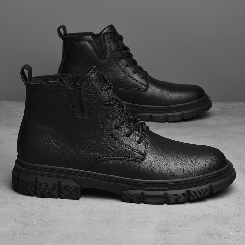 Herren-Martinstiefel aus echtem Leder mit Schnürdesign, robuste Arbeitsstiefel für Outdoor- und Freizeitkleidung, weite Größen erhältlich_voghion.com