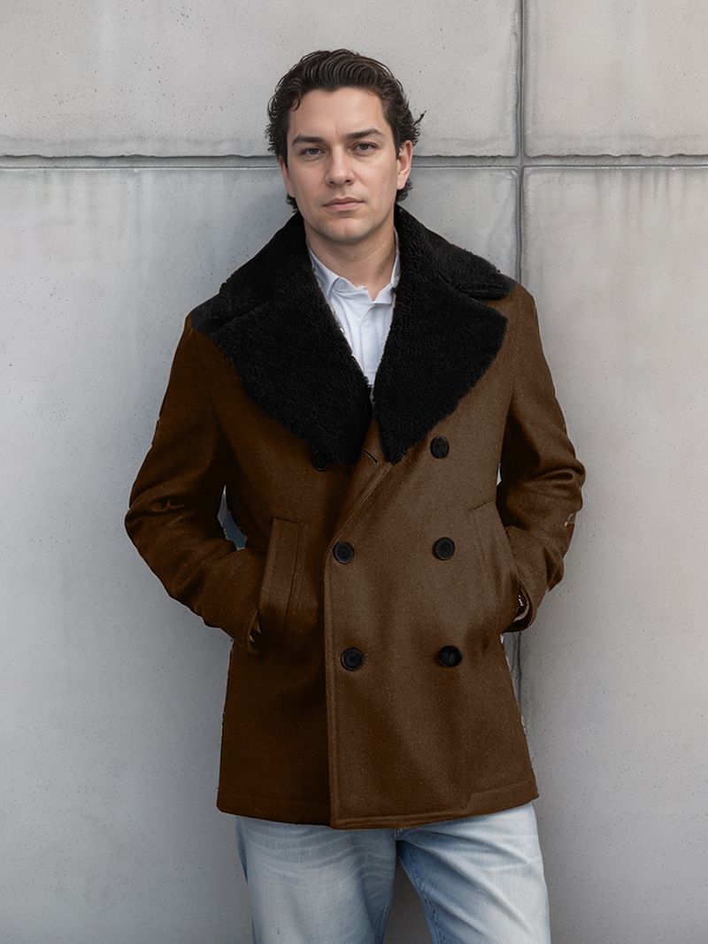 2024 Herbst/Winter zweireihiger Wollmantel aus Baumwolle und Kaschmir für Herren im Slim Fit_voghion.com