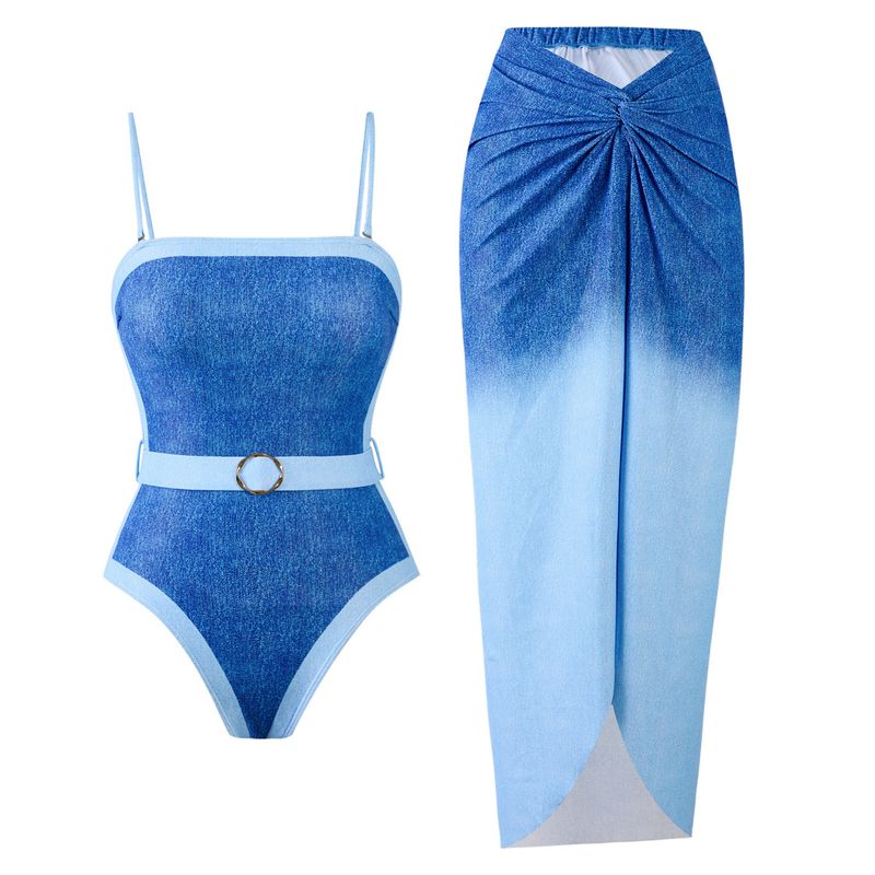 Abbigliamento da donna Costume intero Stampa sfumata con gonna Costume da bagno Donna_voghion.com