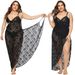 Plus größe frauen kleidung sexy sehen-durch spitze unregelmäßigen multi-funktion strappy strand kleid_voghion.com