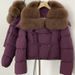 Women's Winter Fox Fur Trim Short Down Jacket With Luxury Faux Fur Collar, Thickened Casual Parka Coat For Fashion & Warmth_voghion.com