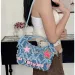 This Is A Mini Handbag Five-pointed Star Sticker Design Rough Edge Jeans For Commuting And Shoppin241116_voghion.com
