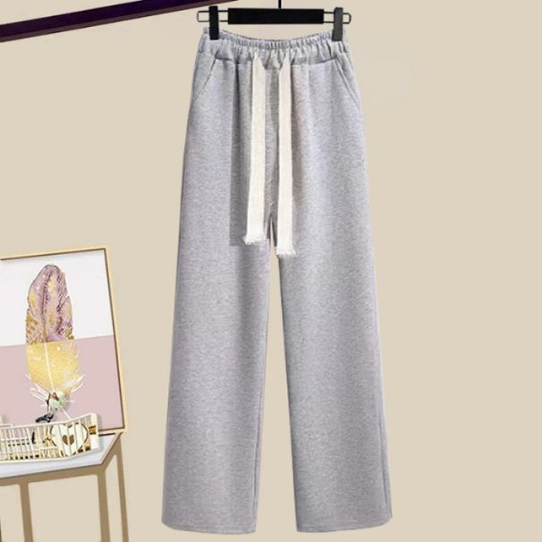 Completo trendy con felpa con cappuccio a maniche lunghe e colletto blu navy e pantaloni larghi con coulisse - Comodo abbigliamento casual da strada, tessuto in poliestere traspirante_voghion.com