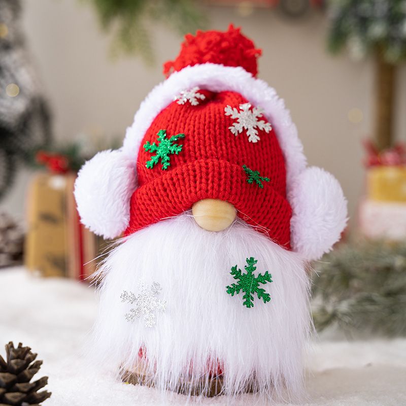 New Decorative Knitted Earrings Snowflake Rudolf Nordic Dwarf Doll Ornament Decoration_voghion.com