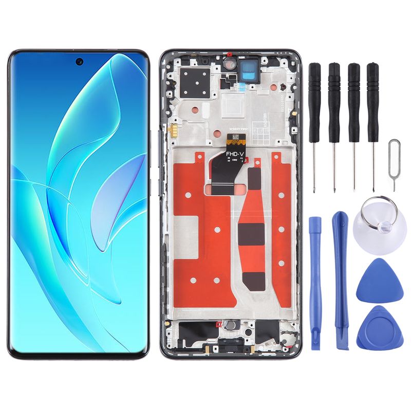 Original LCD Screen For Honor 60 Pro Digitizer Full Assembly With Frame(Black)_voghion.com