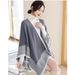 Irregular color cape cape fashion temperament in long knitted cardigan large size cape outside_voghion.com