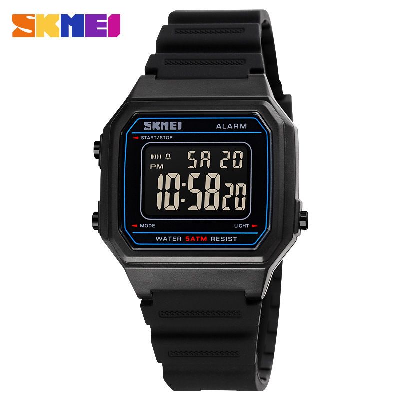 Orologio elettronico digitale per studenti con fibbia quadrata e multifunzione sportivo SKMEI Fashion Transparent Plastic Korean Edition_voghion.com
