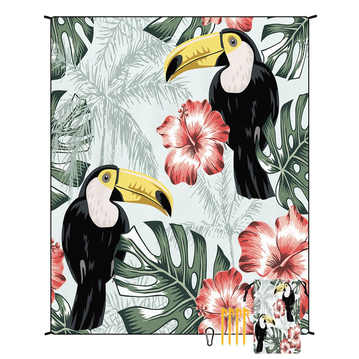 Strandmat met vogelprint - waterbestendig, snel drogend en draagbaar (200x150cm, lichtgewicht, voor picknicks en reizen)_voghion.com