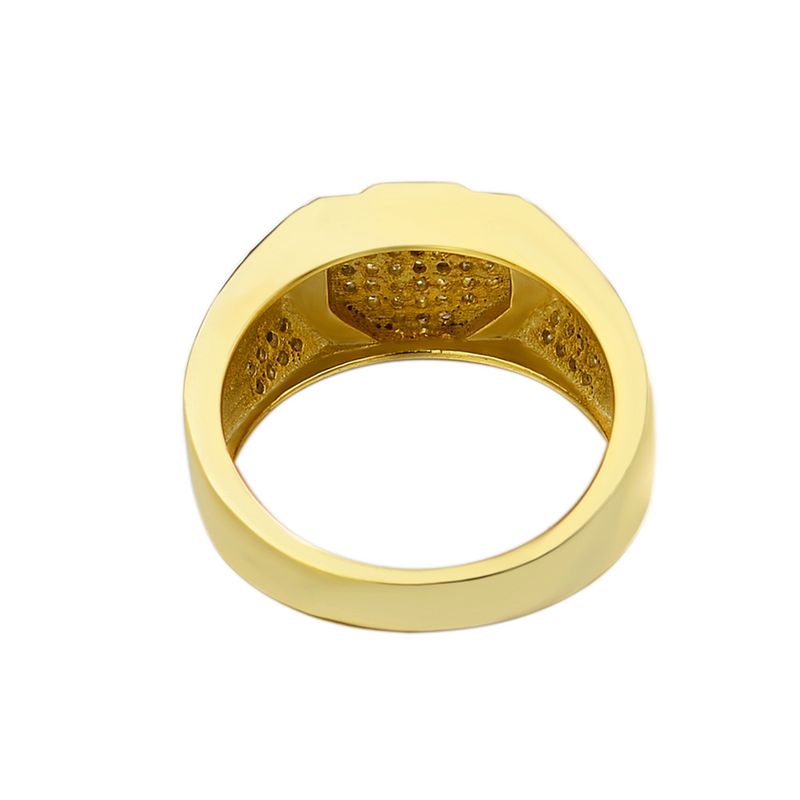 Anello da uomo nero con zirconi intarsiati in argento, stile hip-hop, con catena cubana_voghion.com