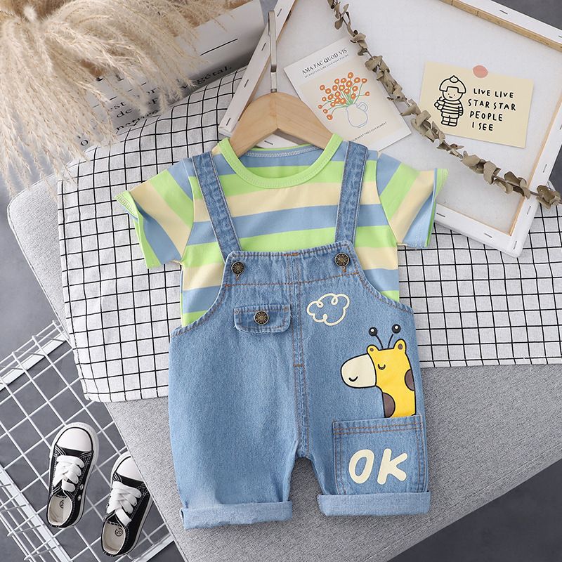 Jungen Set 2024 Neue Kinderbekleidung Sommer Giraffe Backband Hose_voghion.com