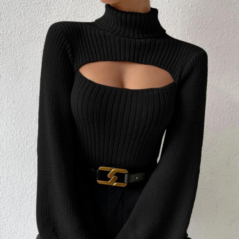 Dametøj Sexet Hot Girl Sweater Design Dame Sweater med høj krave_voghion.com