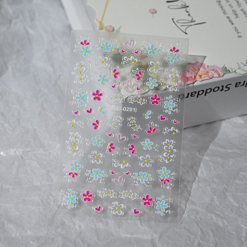 5D Embossed Spring Wildflower Nail Decals - 3D Relief Adhesive Stickers | Spring Nail Art Decor, Easy Apply & Waterproof_voghion.com