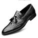Chaussures bateau en cuir pour homme, style brogue d'automne à bout pointu et petit pompon sculpté_voghion.com
