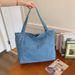 Denim Bag Women's Shoulder Bag Large Capacity Solid Color Washed Denim Bag Student Commuter Shoulder Bag Female Art Casual Handbag_voghion.com