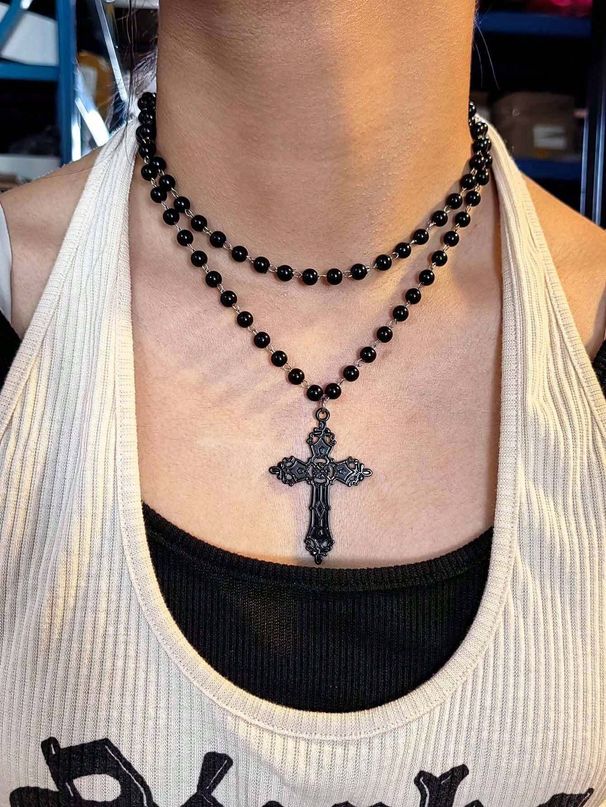 Collier pendentif croix tendance pour femme, design de niche, chaîne de clavicule courte haut de gamme_voghion.com