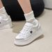 High Version D Brand New Logo Thick-Soled Casual Sports White Sneakers Star Round Toe Height-Increasing Platform Shoes_voghion.com