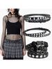 Punk Double Loop Belt With Glow-in-the-Dark Studs, Adjustable 182CM Long Waist Chain For Cyberpunk/Rave Fashion_voghion.com