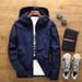 Solid Color Sports Spring Autumn Hooded Windbreaker Plus Size Jacket Running Windproof Top Men_voghion.com