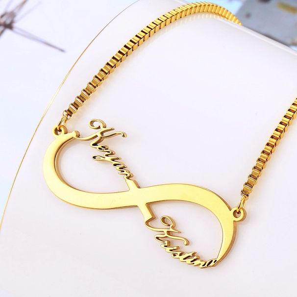 Collana con ciondolo infinito in acciaio inossidabile con nome personalizzato, colore oro, regalo per la migliore amica._voghion.com