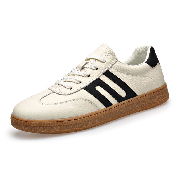 Top Layer Rindsleder 2025 Frühjahr Neue Deutsche Ausbildung Herren Echtleder Casual Sneakers High-End Weiße Schuhe Herren_voghion.com